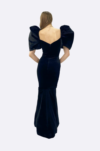 Black Velvet Rose Gown