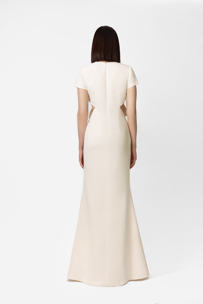 Ivory Cutout Maxi Dress with Front Knot