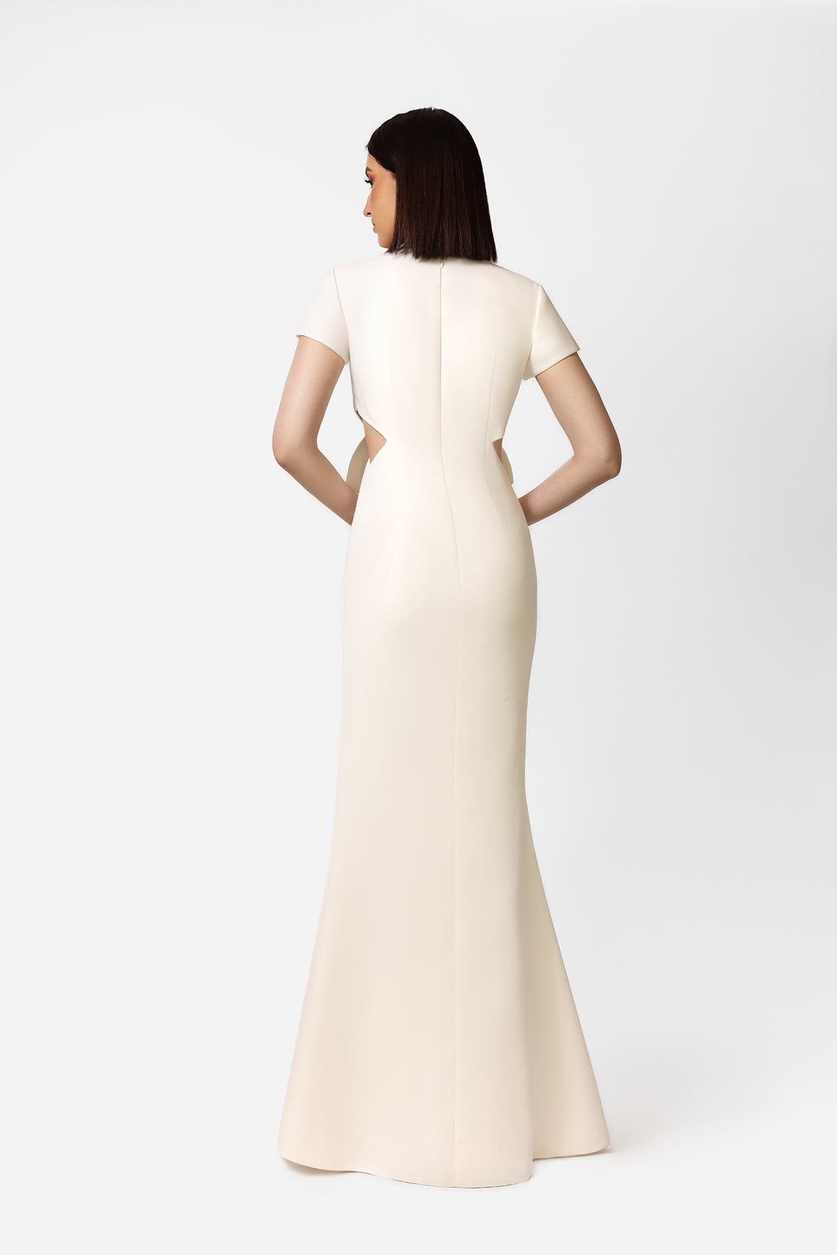 Ivory Cutout Maxi Dress with Front Knot