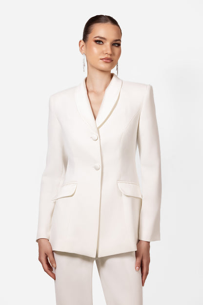 White Tailored Blazer and Pants Suit Set