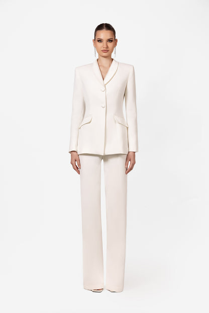 White Tailored Blazer and Pants Suit Set
