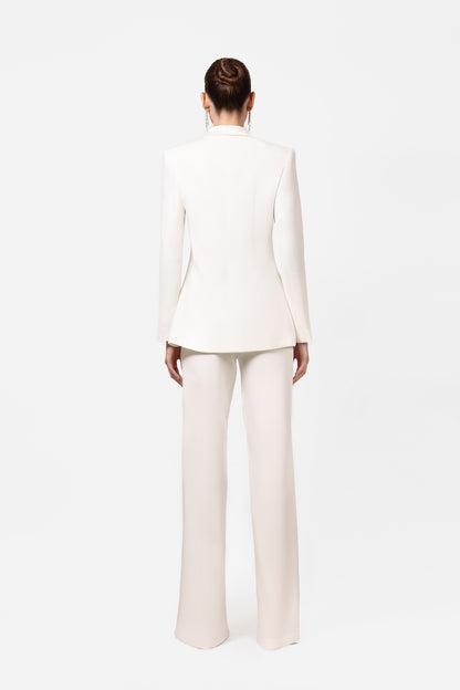 White Tailored Blazer and Pants Suit Set